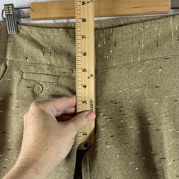 Stoosh Women Y2K Low Rise Dress Pants Sz 3 Tan Confetti Wide Flare Cuffed Office - Picture 6 of 12